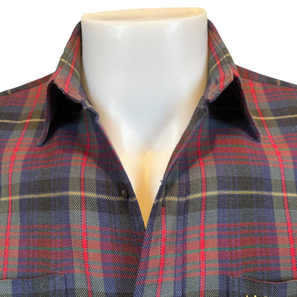 P.A.T men's burgundy and blue plaid collared button down shirt - Picture 5 of 9